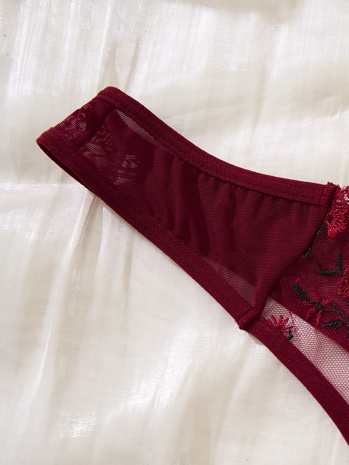 3 Sets Solid Floral Embroidery Sexy Lingerie Set