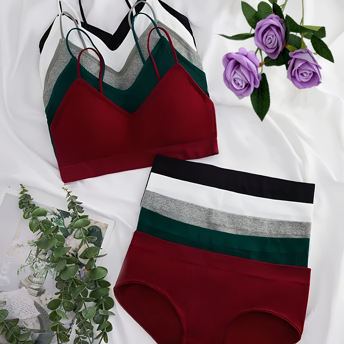 [Seamless Bra/Panty Set] 5pcs Combination Seamless Bra - Comy & Beautiful