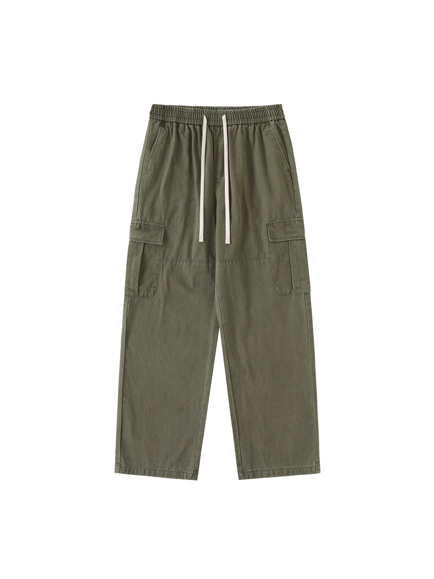 Drawstring Waist Straight-Leg Cargo Pants