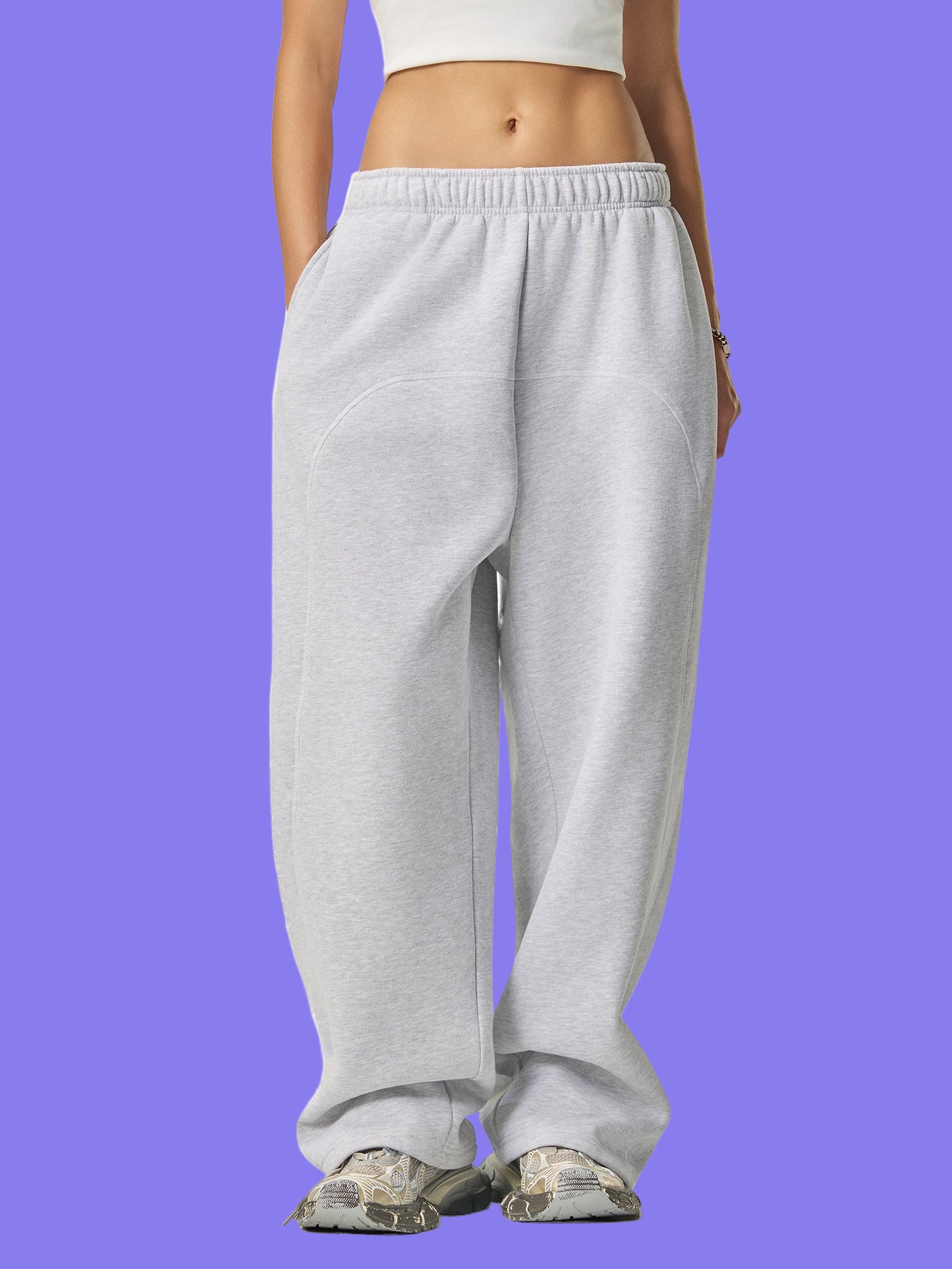 Contrast-Stitched Fleece Sweatpants